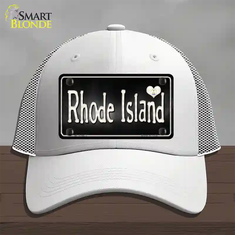 Rhode Island Flag Script Novelty License Plate Hat Mesh / White