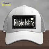 Rhode Island Flag Script Novelty License Plate Hat Mesh / White