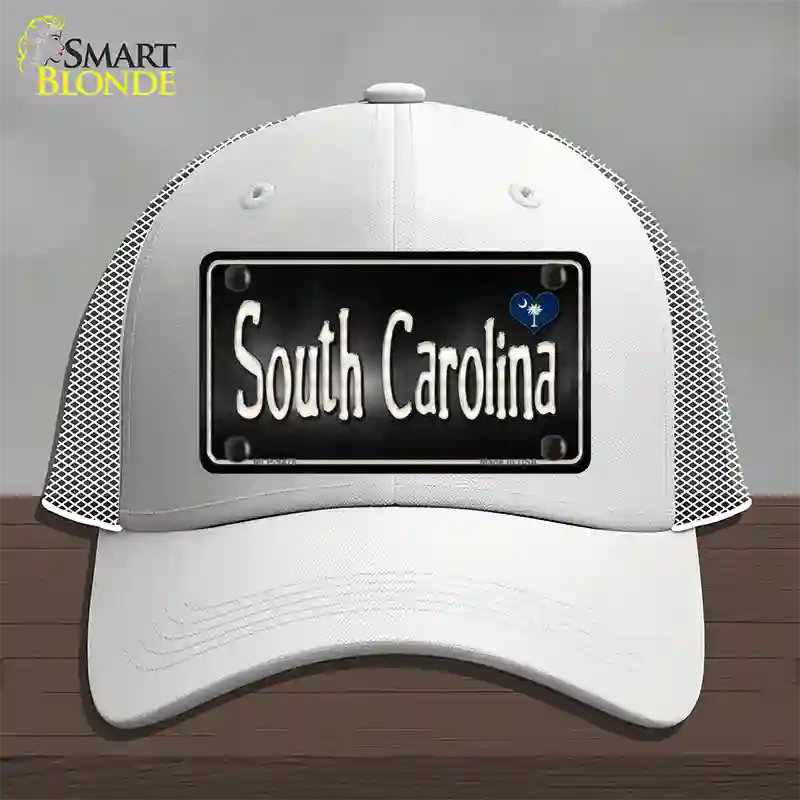 South Carolina Flag Script Novelty License Plate Hat Mesh / White