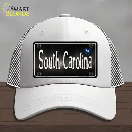 South Carolina Flag Script Novelty License Plate Hat Mesh / White