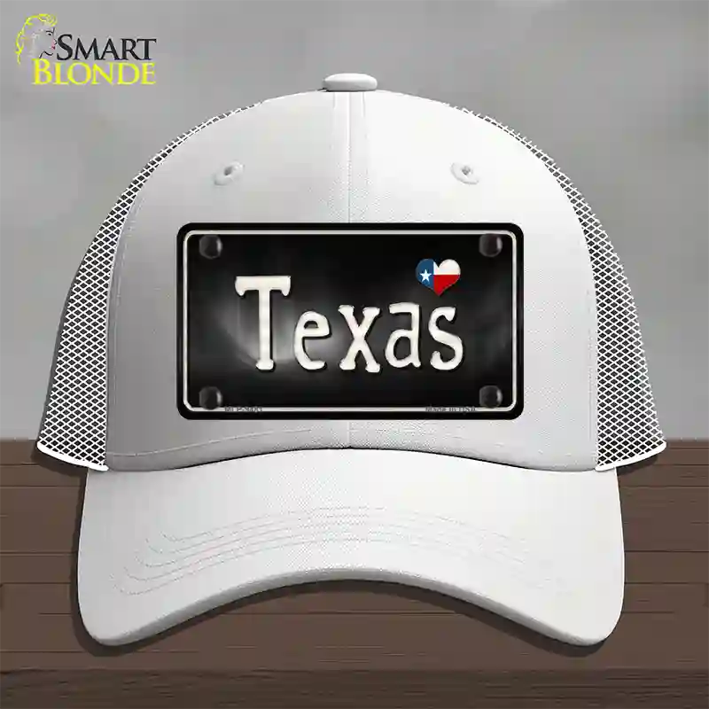 Texas Flag Script Novelty License Plate Hat Mesh / White