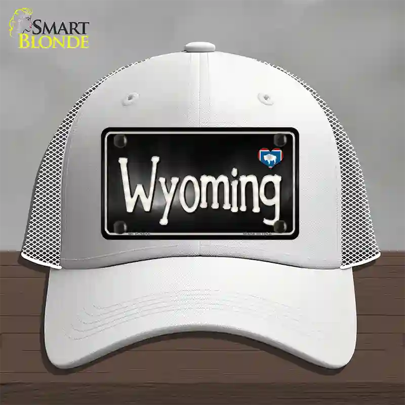 Wyoming Flag Script Novelty License Plate Hat Mesh / White