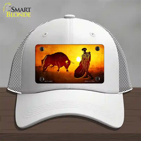 Bullfight With Sun Novelty License Plate Hat Mesh / White