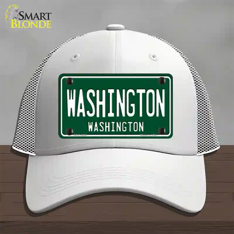 Washington Vintage Green Novelty License Plate Hat Mesh / White