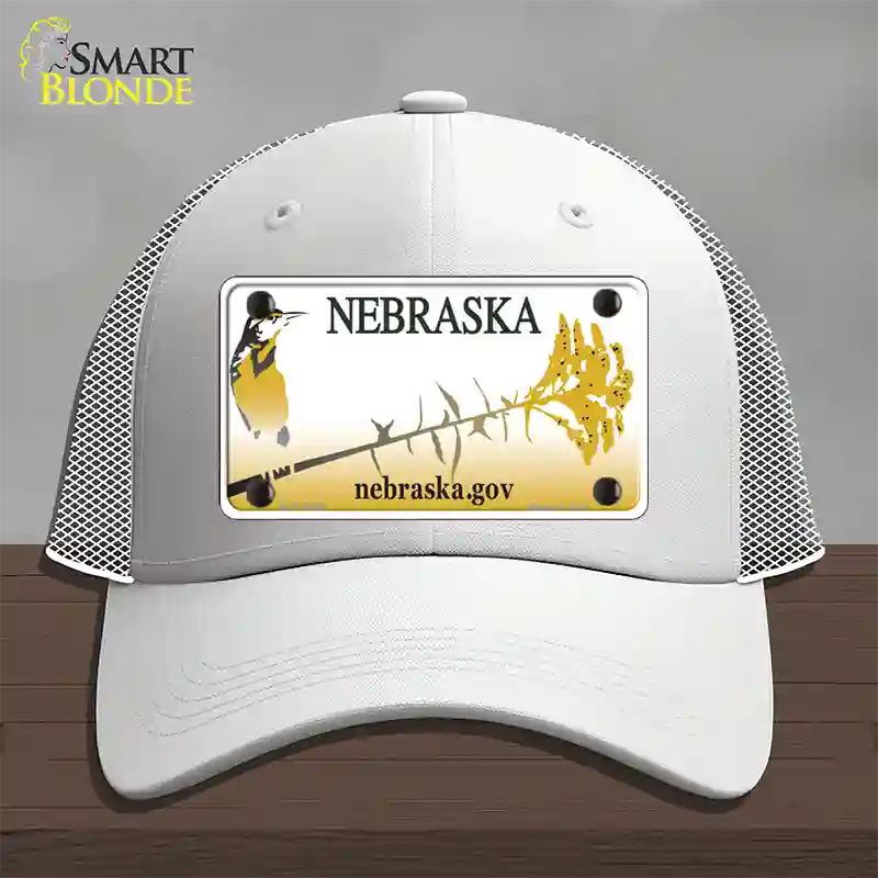 Nebraska Blank Novelty License Plate Hat Mesh / White