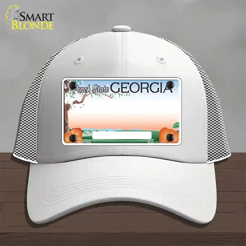 Georgia Peach Blank Novelty License Plate Hat Mesh / White