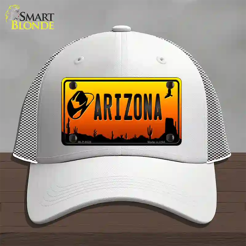 Cowboy Hat Arizona Scenic Novelty License Plate Hat Mesh / White