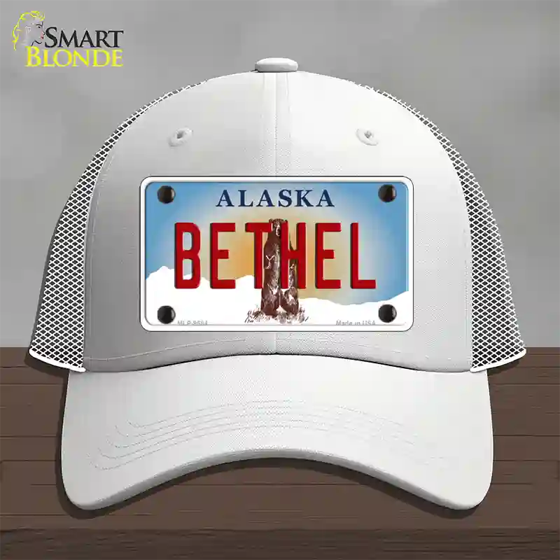 Bethel Alaska State Novelty License Plate Hat Mesh / White