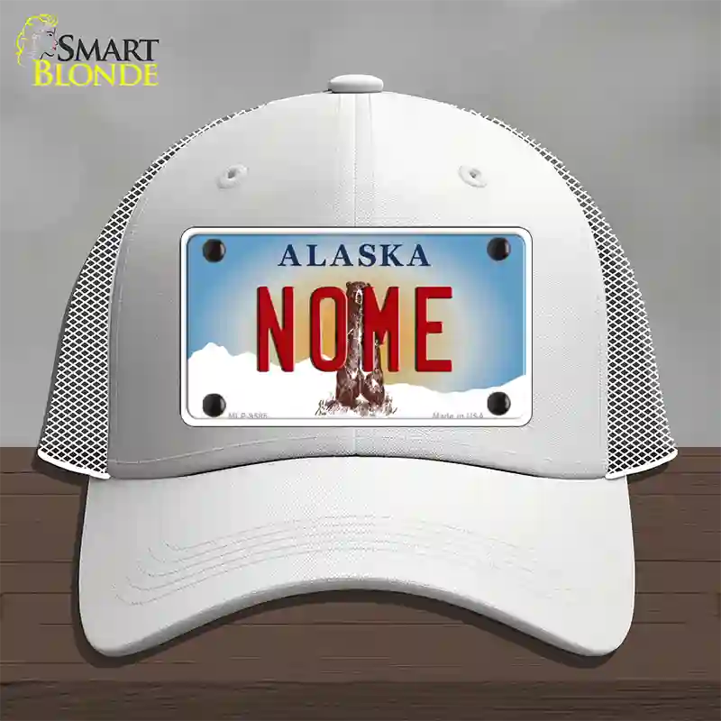 Nome Alaska State Novelty License Plate Hat Mesh / White