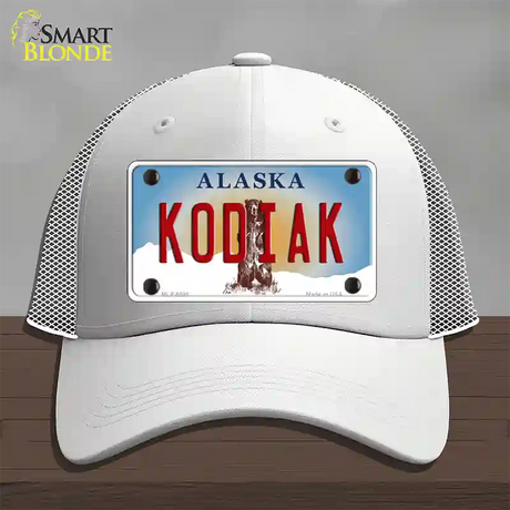 Kodiak Alaska State Novelty License Plate Hat Mesh / White