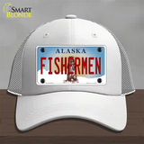 Fishermen Alaska State Novelty License Plate Hat Mesh / White