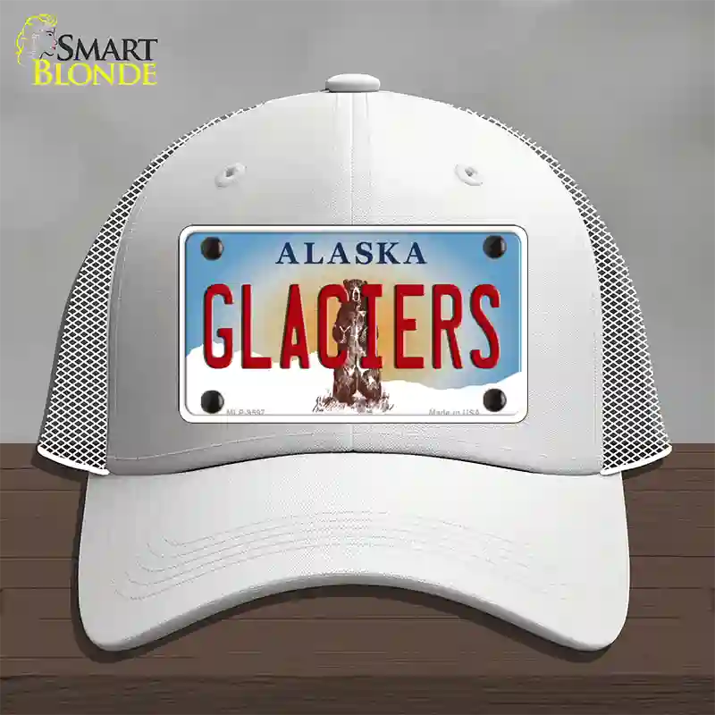 Glaciers Alaska State Novelty License Plate Hat Mesh / White