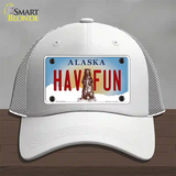 Hav Fun Alaska State Novelty License Plate Hat Mesh / White