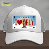 I Love Fly Alaska State Novelty License Plate Hat Mesh / White