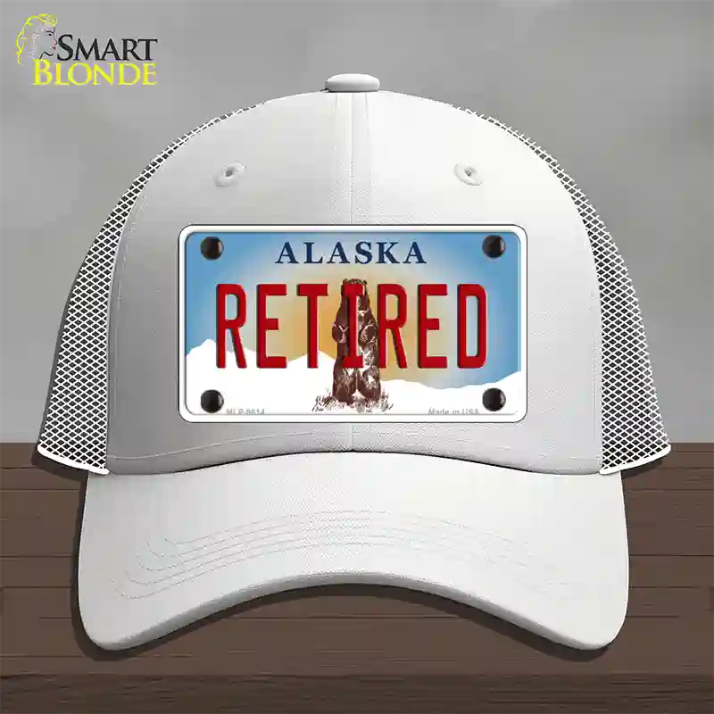 Retired Alaska State Novelty License Plate Hat Mesh / White