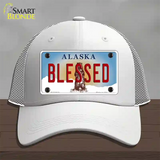 Blessed Alaska State Novelty License Plate Hat Mesh / White