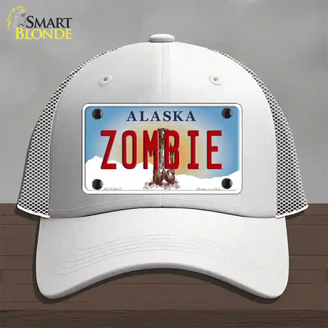 Zombie Alaska State Novelty License Plate Hat Mesh / White