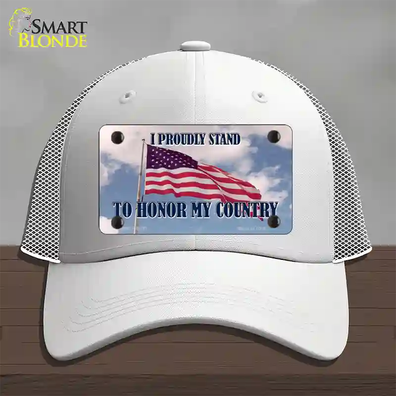 Proudly Stand Novelty License Plate Hat Mesh / White