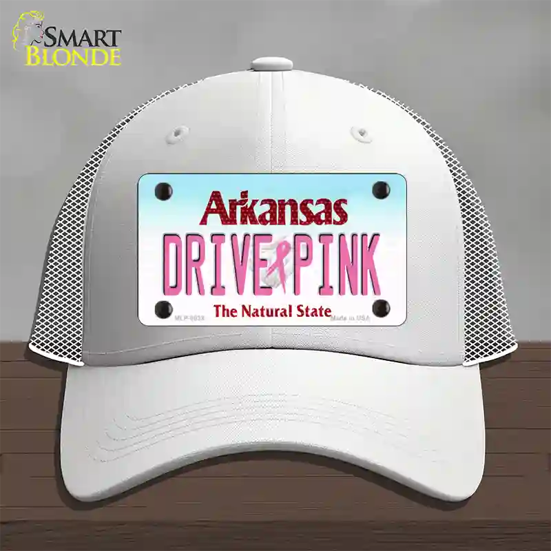 Drive Pink Arkansas Novelty License Plate Hat Mesh / White