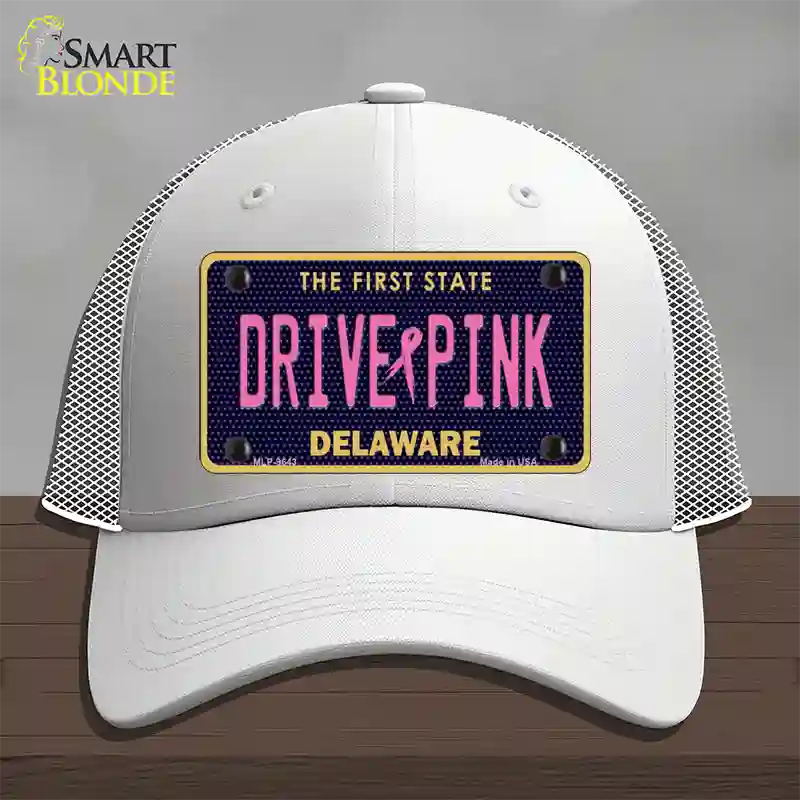 Drive Pink Delaware Novelty License Plate Hat Mesh / White