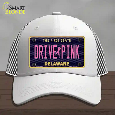 Drive Pink Delaware Novelty License Plate Hat Mesh / White