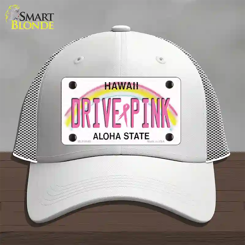 Drive Pink Hawaii Novelty License Plate Hat Mesh / White