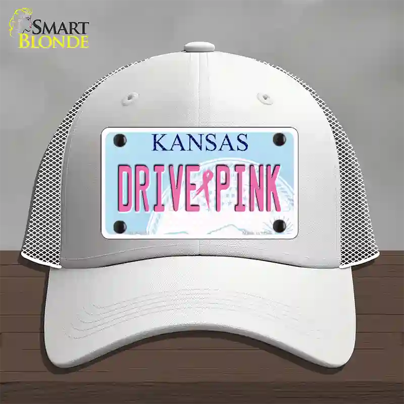 Drive Pink Kansas Novelty License Plate Hat Mesh / White