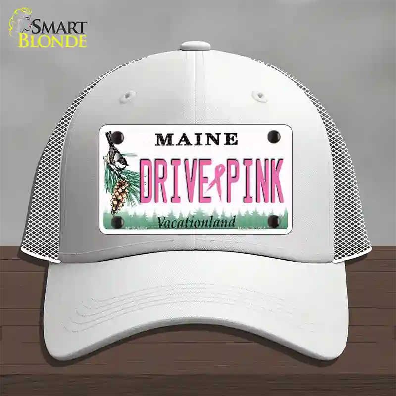 Drive Pink Maine Novelty License Plate Hat Mesh / White