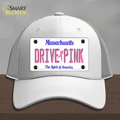 Drive Pink Massachusetts Novelty License Plate Hat Mesh / White