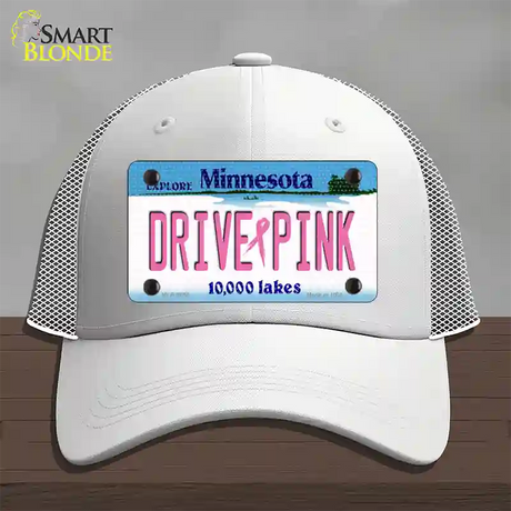 Drive Pink Minnesota Novelty License Plate Hat Mesh / White