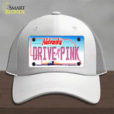 Drive Pink Nebraska Novelty License Plate Hat Mesh / White