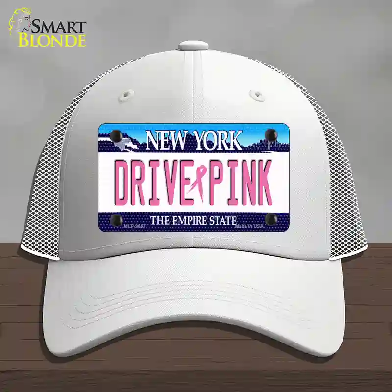 Drive Pink New York Novelty License Plate Hat Mesh / White