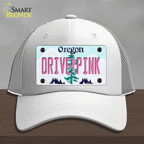 Drive Pink Oregon Novelty License Plate Hat Mesh / White