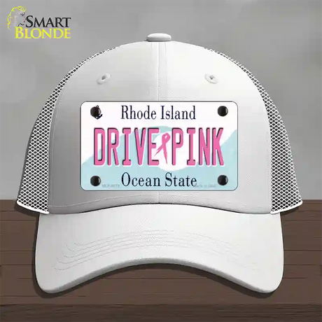 Drive Pink Rhode Island Novelty License Plate Hat Mesh / White