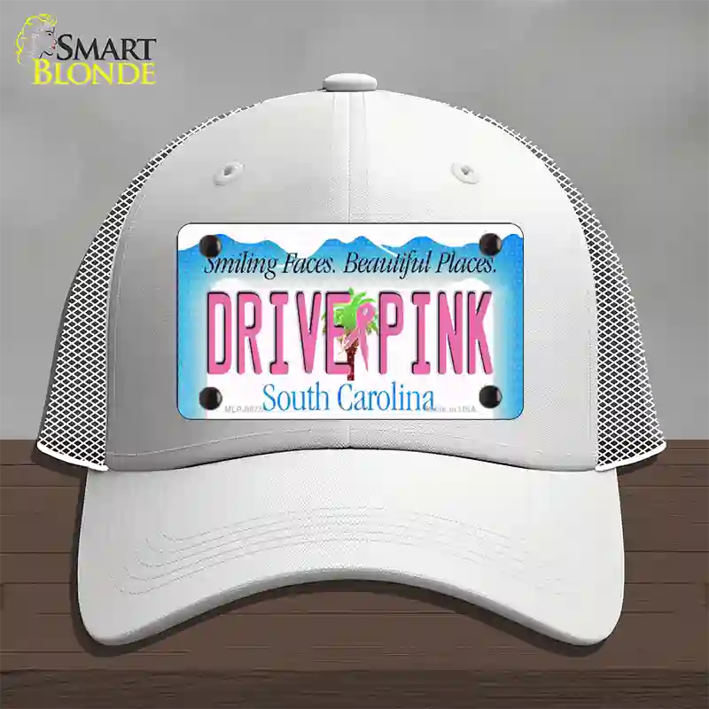 Drive Pink South Carolina Novelty License Plate Hat Mesh / White