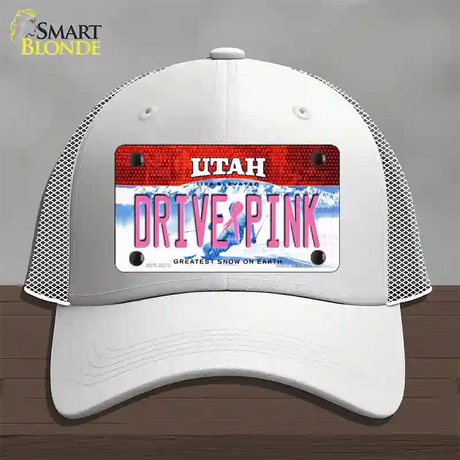 Drive Pink Utah Novelty License Plate Hat Mesh / White