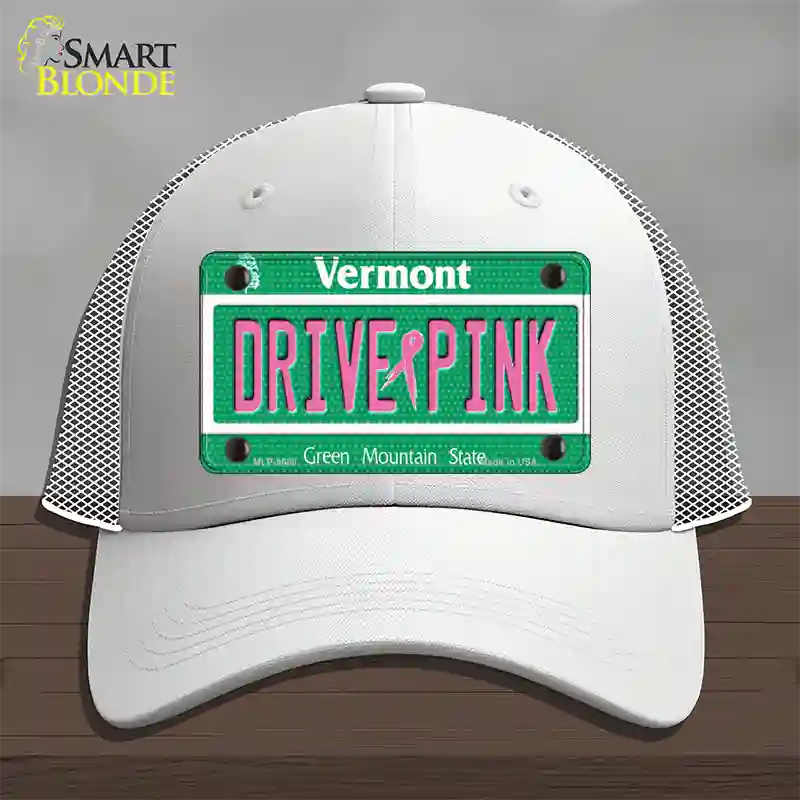 Drive Pink Vermont Novelty License Plate Hat Mesh / White