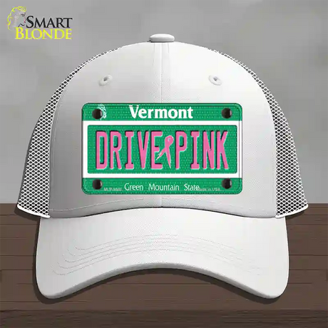 Drive Pink Vermont Novelty License Plate Hat Mesh / White