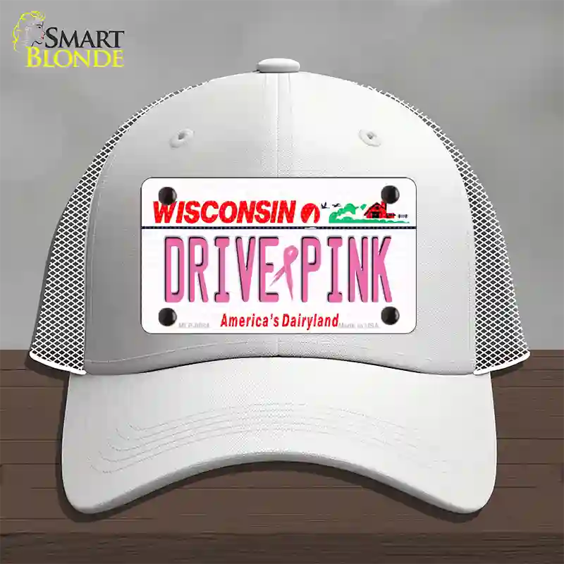 Drive Pink Wisconsin Novelty License Plate Hat Mesh / White