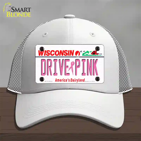 Drive Pink Wisconsin Novelty License Plate Hat Mesh / White