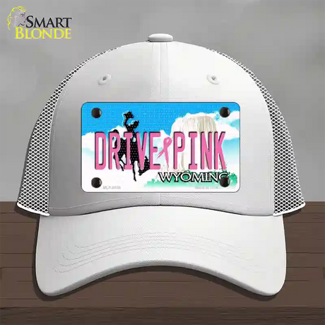 Drive Pink Wyoming Novelty License Plate Hat Mesh / White