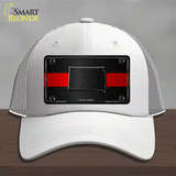 South Dakota Thin Red Line Novelty License Plate Hat Mesh / White