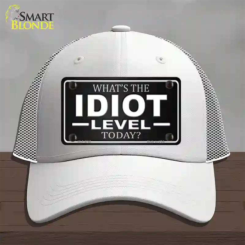 Idiot Level Novelty License Plate Hat Mesh / White