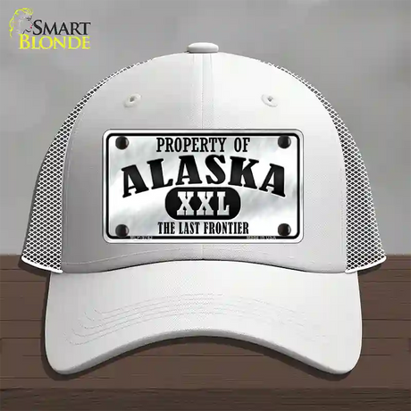 Property Of Alaska Novelty License Plate Hat Mesh / White