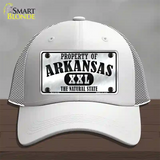 Property Of Arkansas Novelty License Plate Hat Mesh / White