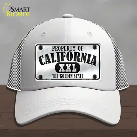 Property Of California Novelty License Plate Hat Mesh / White