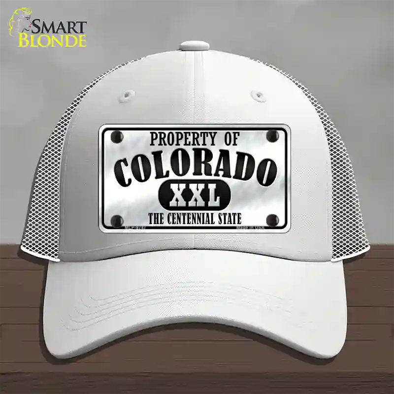 Property Of Colorado Novelty License Plate Hat Mesh / White