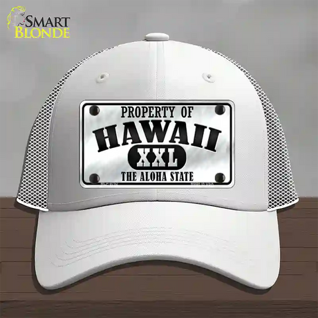 Property Of Hawaii Novelty License Plate Hat Mesh / White