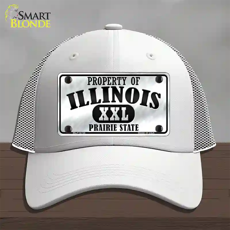 Property Of Illinois Novelty License Plate Hat Mesh / White