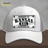 Property Of Kansas Novelty License Plate Hat Mesh / White